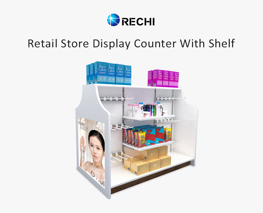 rechi retail display counter table with shelf