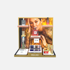 RECHI Original Design Beauty Shop Retail POS Display Stand Rack For Makeup/Cosmetics/Skincare/Fragrance/Lipstick/Eyelash/Mascara